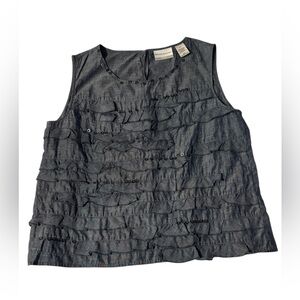 Alfred Dunner Gray Sleeveless Ruffle Blouse